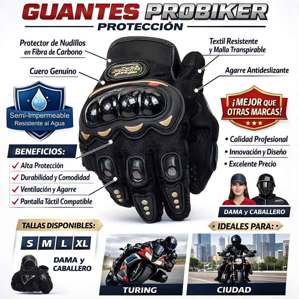 Guantes de protección para moto PRO BIKER
