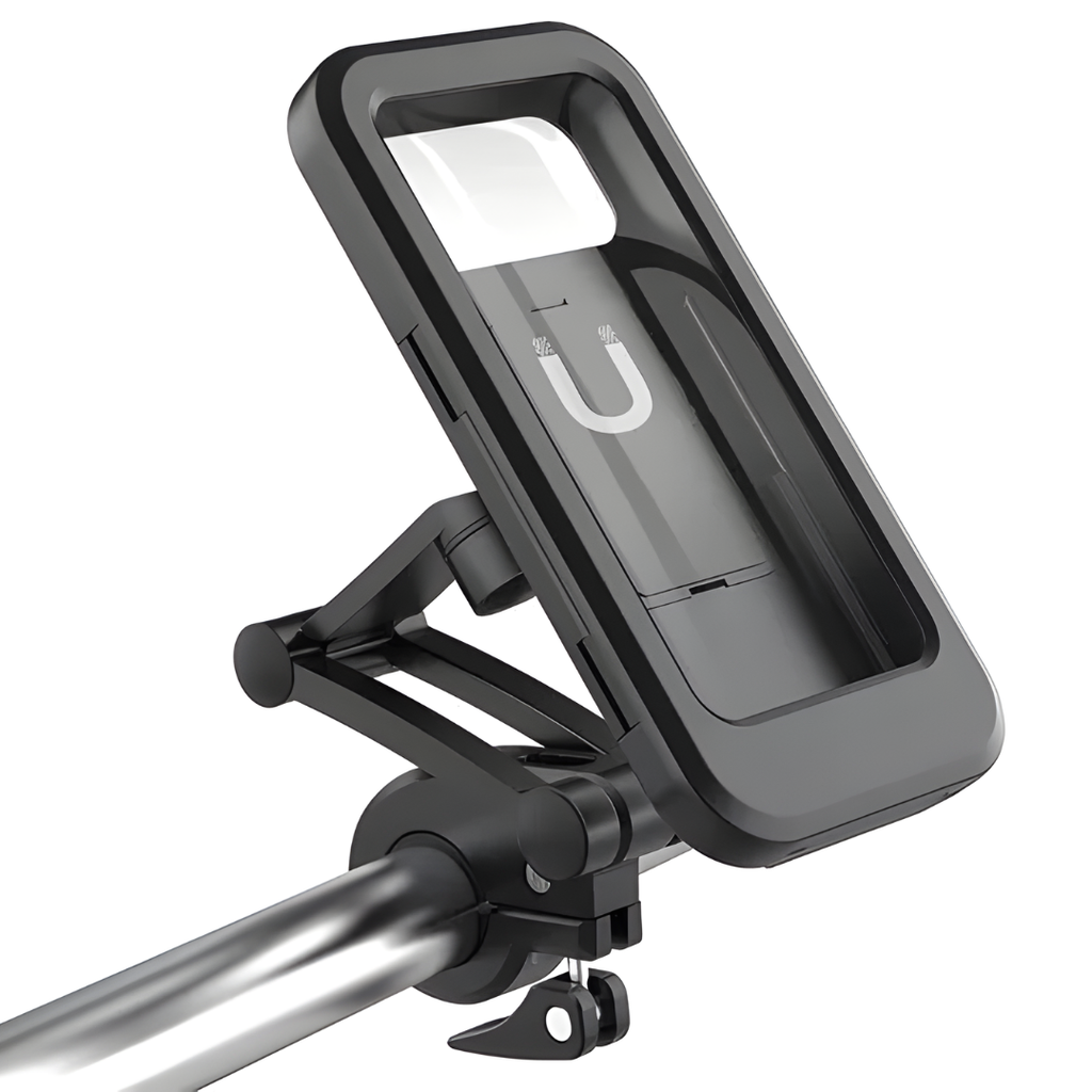 Soporte de celular impermeable con sistema antirrobo (imantado) para moto