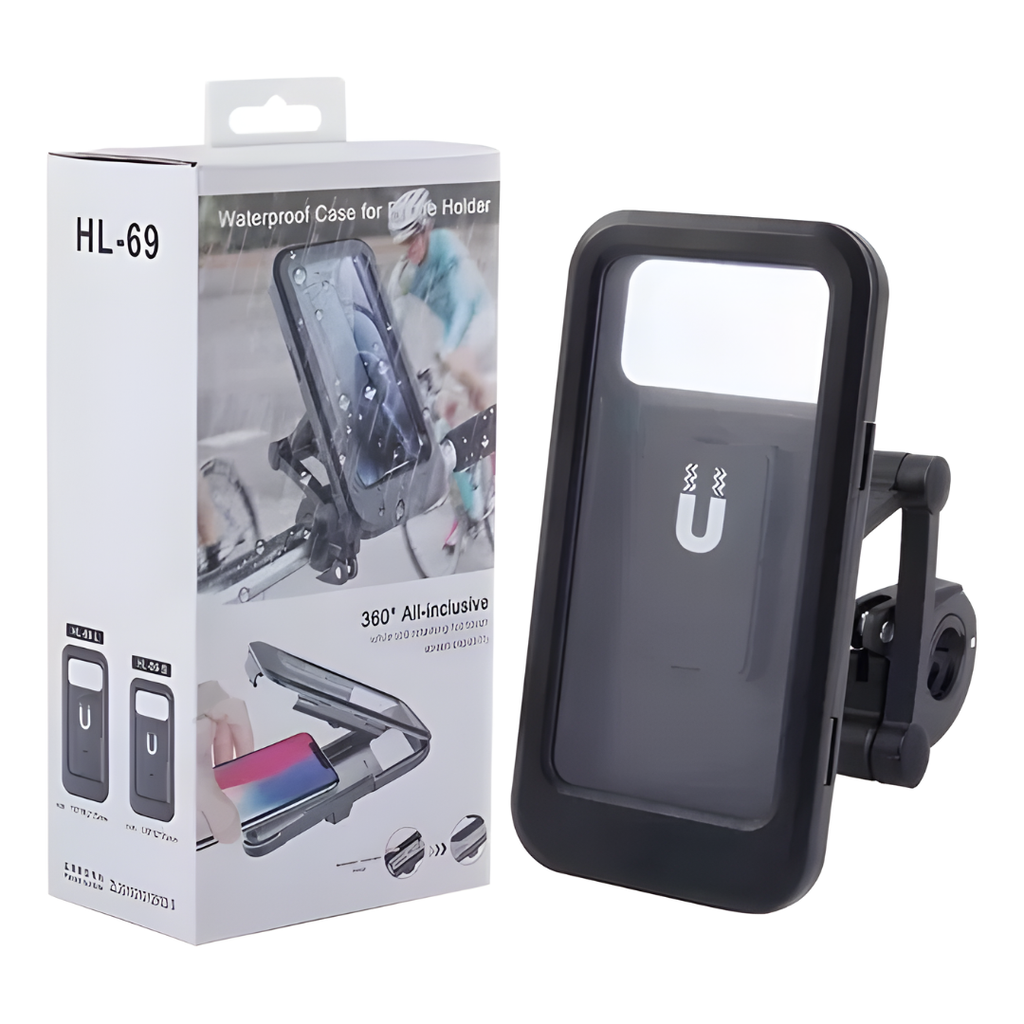 Soporte de celular impermeable con sistema antirrobo (imantado) para moto