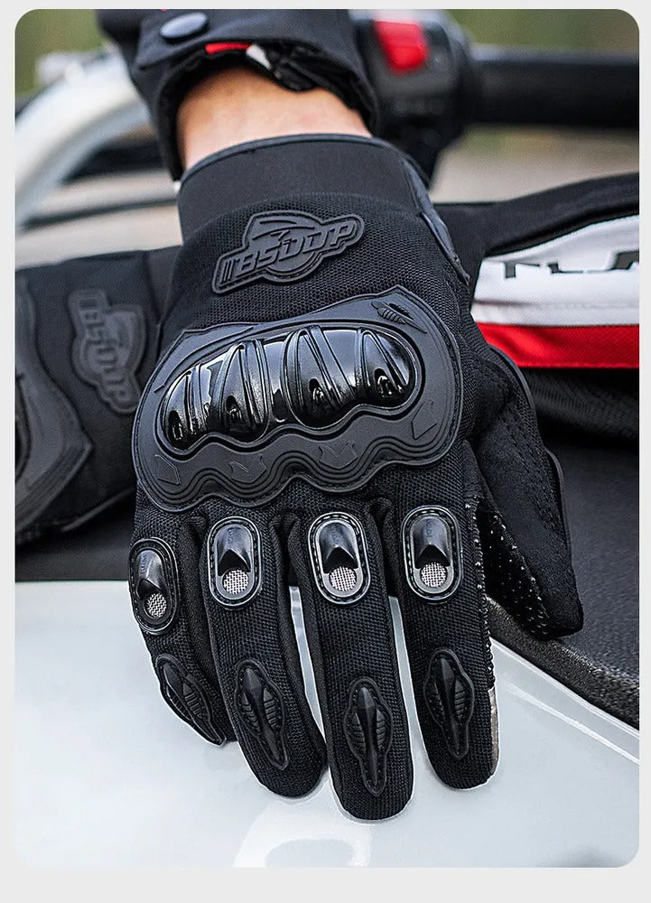 Guantes para motocicleta resistencia al agua, táctil para celular y protección.